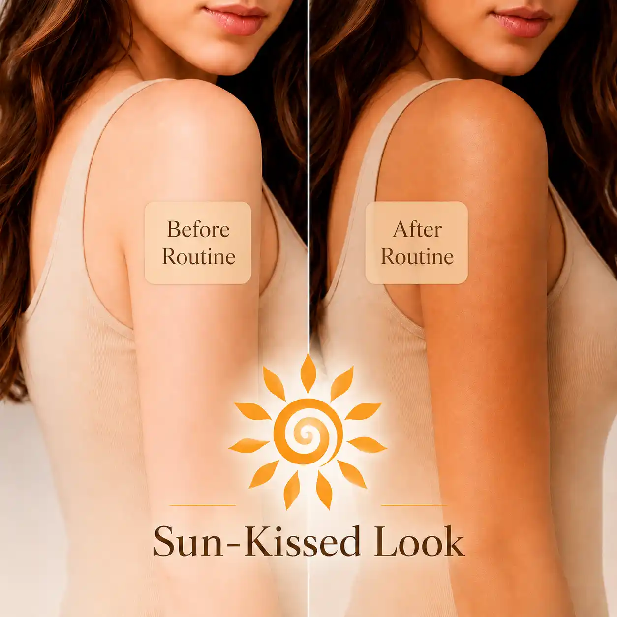 Before and after: Sun-Kissed Look with KASUTZA tanning patches — product only, no box